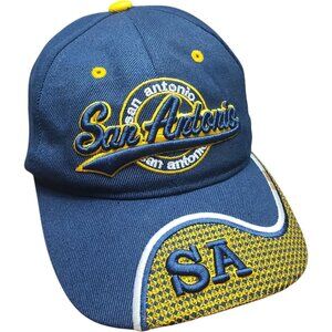 San Antonio Hat Cap Strap Back Blue Yellow Embroidered SA Graphic Texas Mens